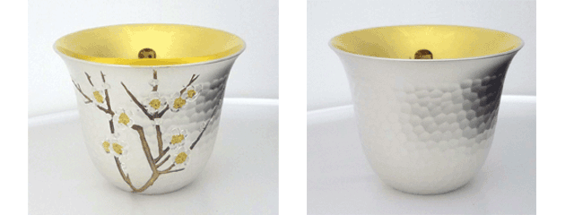 記念品 奥山峰石作 ぐい呑み梅 記念品を贈るなら 銀製品の内藤銀器製作所